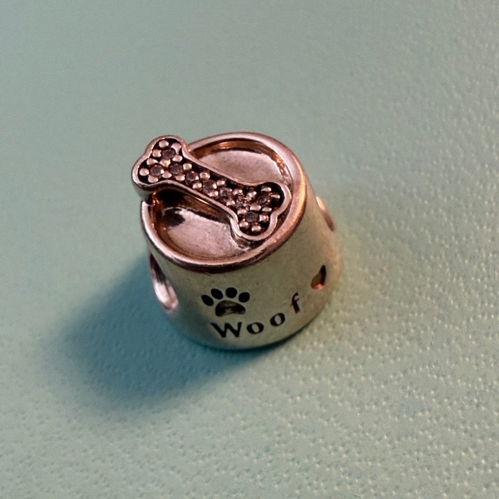 Pandora Silver Woof Dog Bowl Charm
